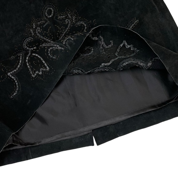 NWT Pamela McCoy Genuine Leather Western Boho Midi Skirt Black Large - Picture 9 of 15